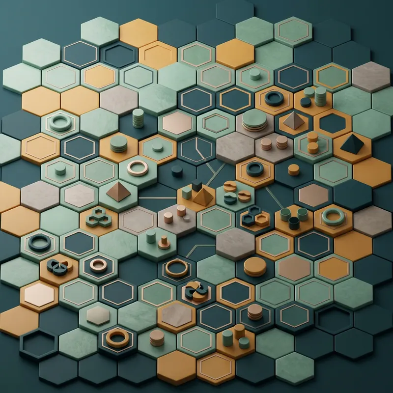 Peças de tabuleiro em grelha hexagonal